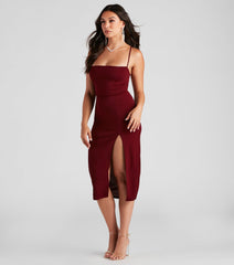 Henley Formal Lace-Up Midi Dress creates the perfect summer wedding guest dress or cocktail party dresss with stylish details in the latest trends for 2023!