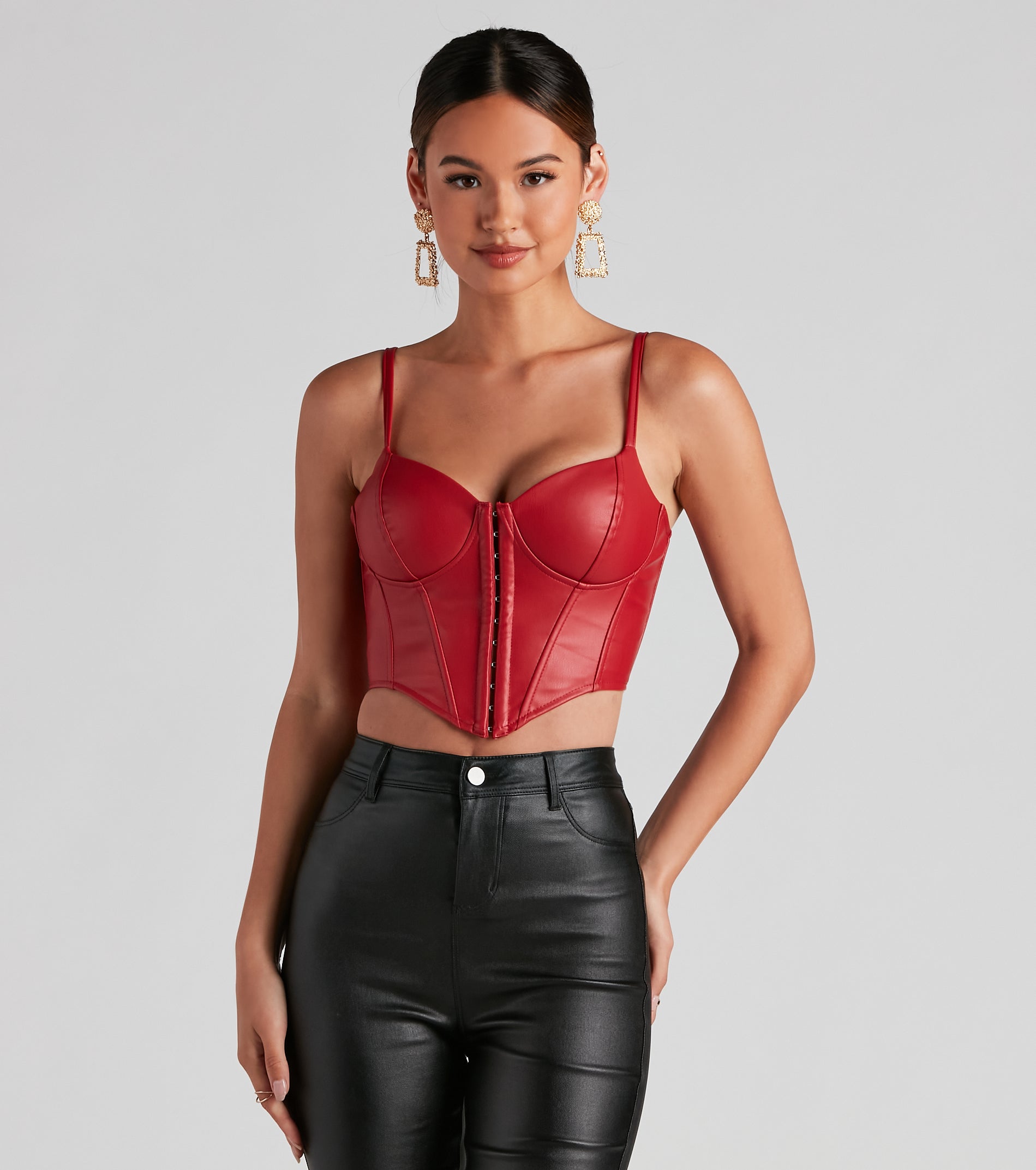 With fun and flirty details, Bold Moment Faux Leather Corset Top shows off your unique style for a trendy outfit for the summer season!