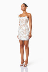 Arabella Strapless Mini Dress In White