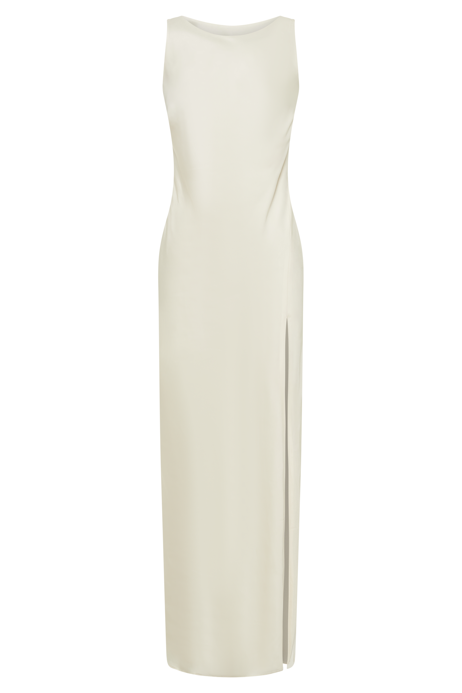 Gemima Satin Maxi Dress With Split - Ivory