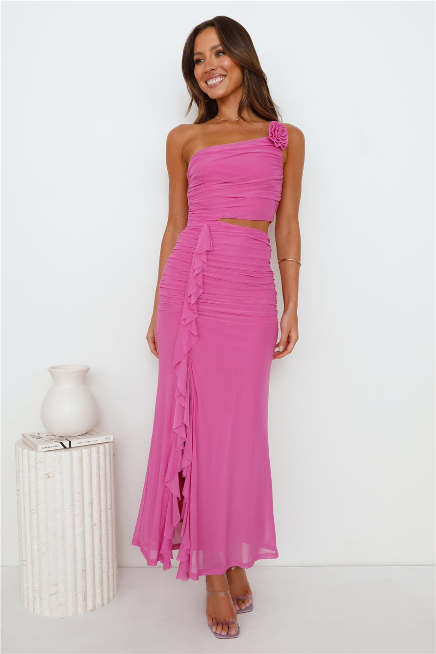 Another Party One Shoulder Mesh Maxi Dress Purple