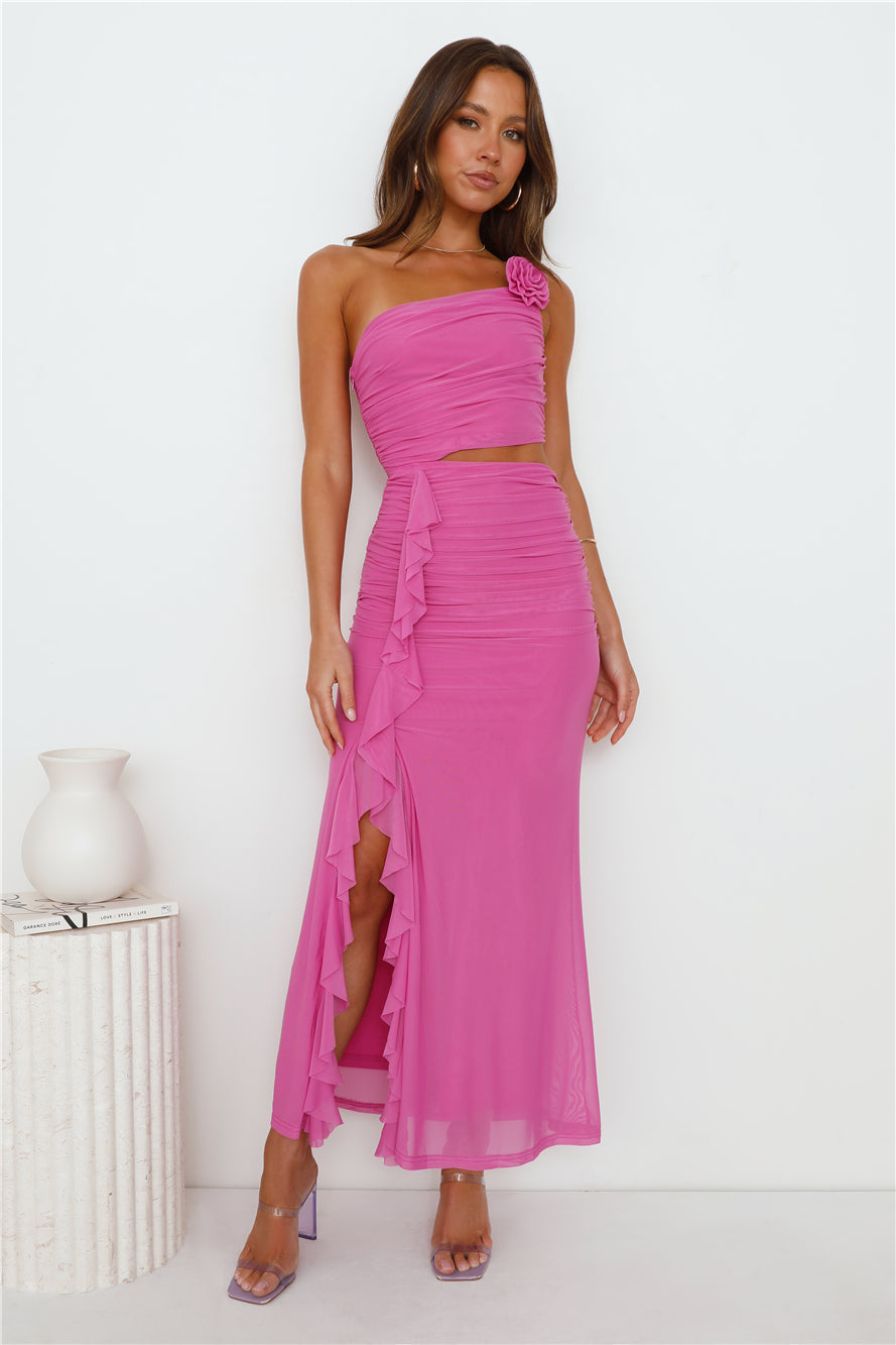 Another Party One Shoulder Mesh Maxi Dress Purple