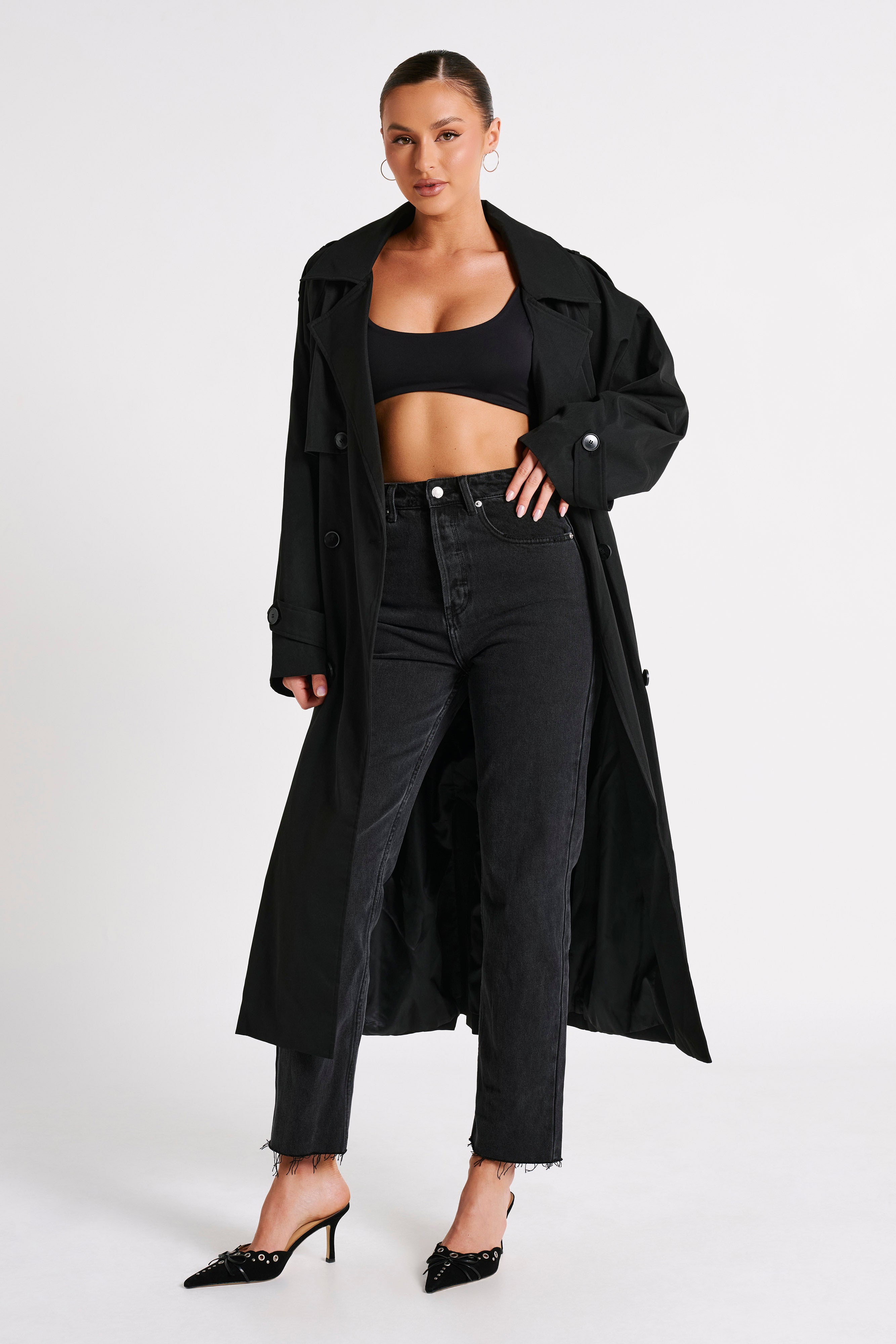 Andreas Oversized Trench Coat - Black